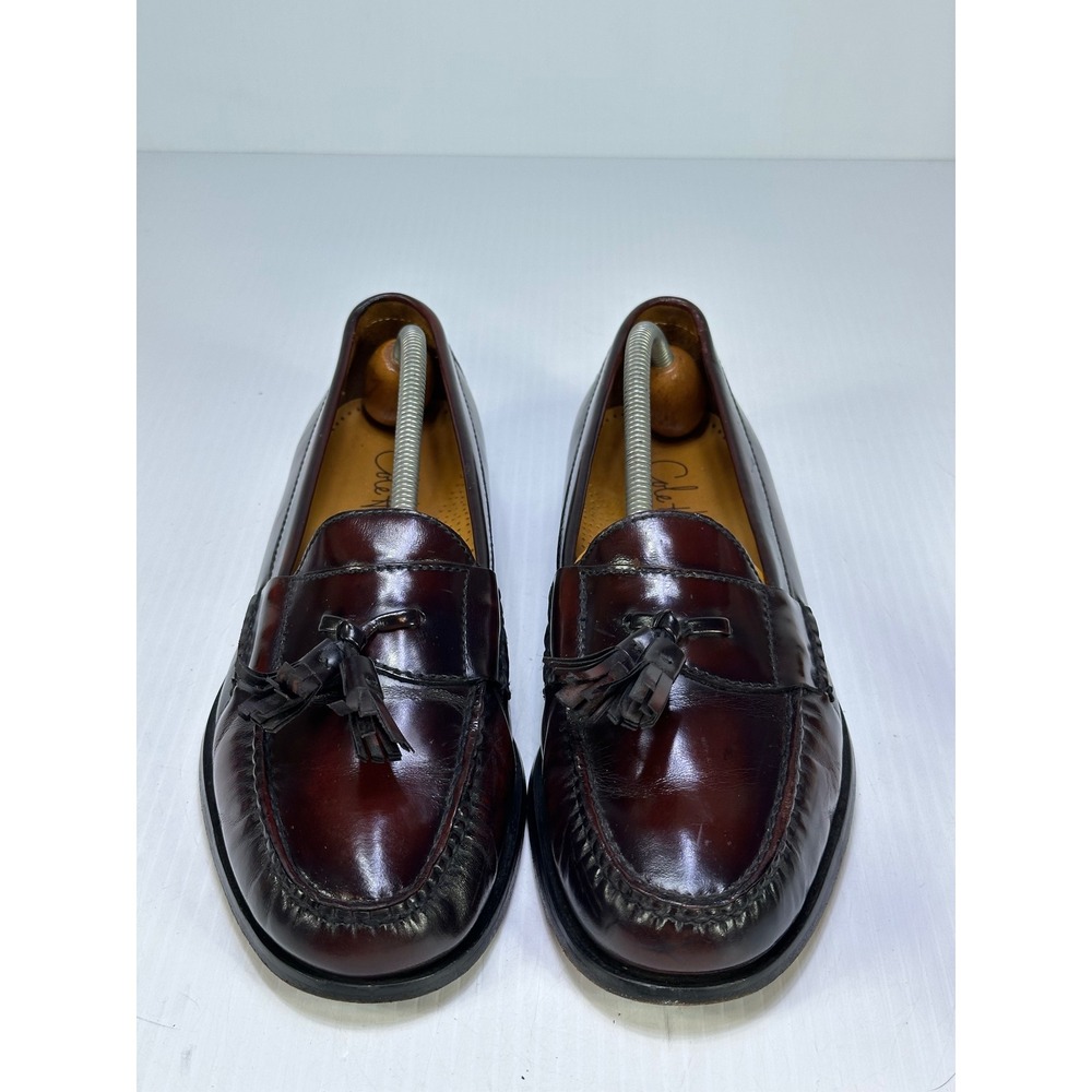Cole Haan Mens 9.5 D Burgundy Leather Tassel Loafers 03507 Dress Shoes